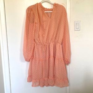 Blush Pink dotted long sleeve dress L/XL